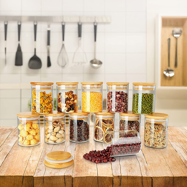 Buy Wholesale China Small Glass Spice Jars With Bamboo Airtight Lids