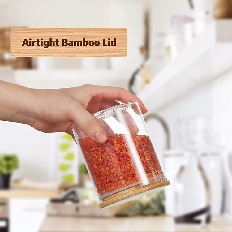 Buy Wholesale China Small Glass Spice Jars With Bamboo Airtight Lids