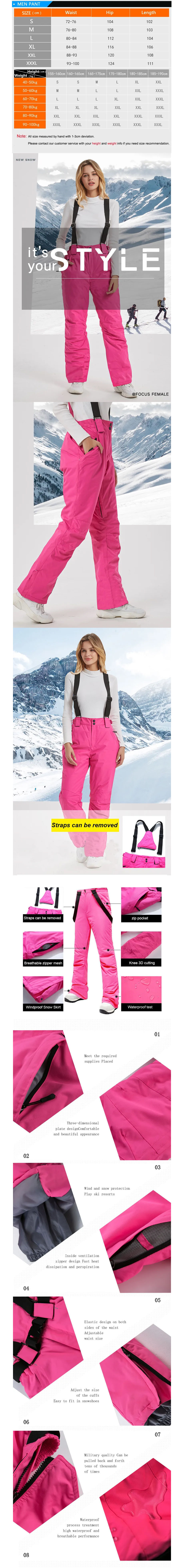 Compre Nuevo Diseño, Pantalones De Nieve Para Mujer, Pantalones Abrigados  Impermeables A Prueba De Viento Para Invierno, Pantalones De Esquí, Trajes  De Esquí De Wint Fit y Pantalones De Esquí de China