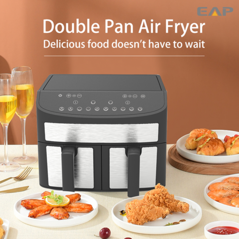 Double Air Fryer With Dual Basket 9l Two Dual Zone 2 Basket Deep Air Fryer  Electric