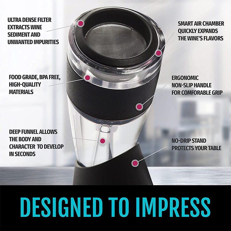 Buy Wholesale China Luxury Unique Sediment Filter Wine Decanter Built