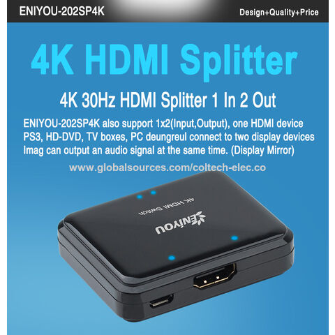 Minidivisor Hdmi Splitter Amplificador 4k 1 Entrada 2 Salida