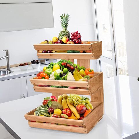 Buy Wholesale China Kitchen Counter Basket With Bamboo Top - Countertop  Organizer For Produce, Fruit, Vegetable & Kitchen Counter Basket at USD  30.98