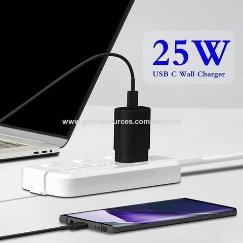 Cargador súper rápido tipo C, bloque de cargador de pared USB C de 25 W con  cable de cargador de teléfono Android de 6.6 pies para Samsung Galaxy