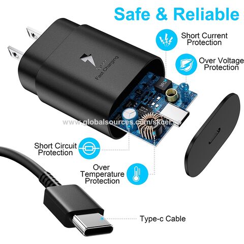 Samsung Chargeur Rapide 25W + Cable USB-C USB-C Pour SAMSUNG S21