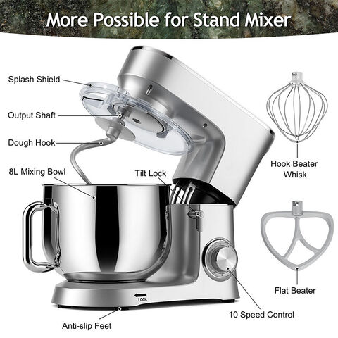 Stand Mixer Stainless Steel Bowl 1500W/8L Heavy Duty Intelligent Cake  Kitchen Food Blender Cake Dough Mixer Bread Maker Machine