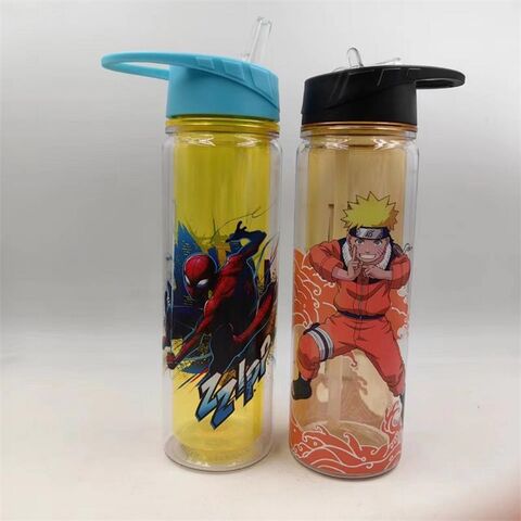 Botella de agua de plástico de doble pared ODM de 16 oz con tapa de pajita para fiestas y exteriores