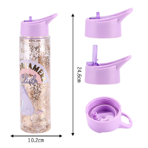 Botella de agua de plástico de doble pared ODM de 16 oz con tapa de pajita para fiestas y exteriores
