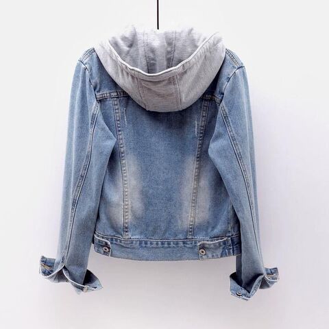 Blue Denim Plus Size Jean Jacket With Hood Buy China Wholesale