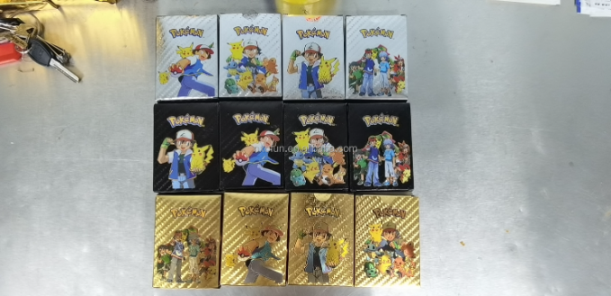 55 Pieces In A Box Silver Black Gold Pokemon Trading Cards