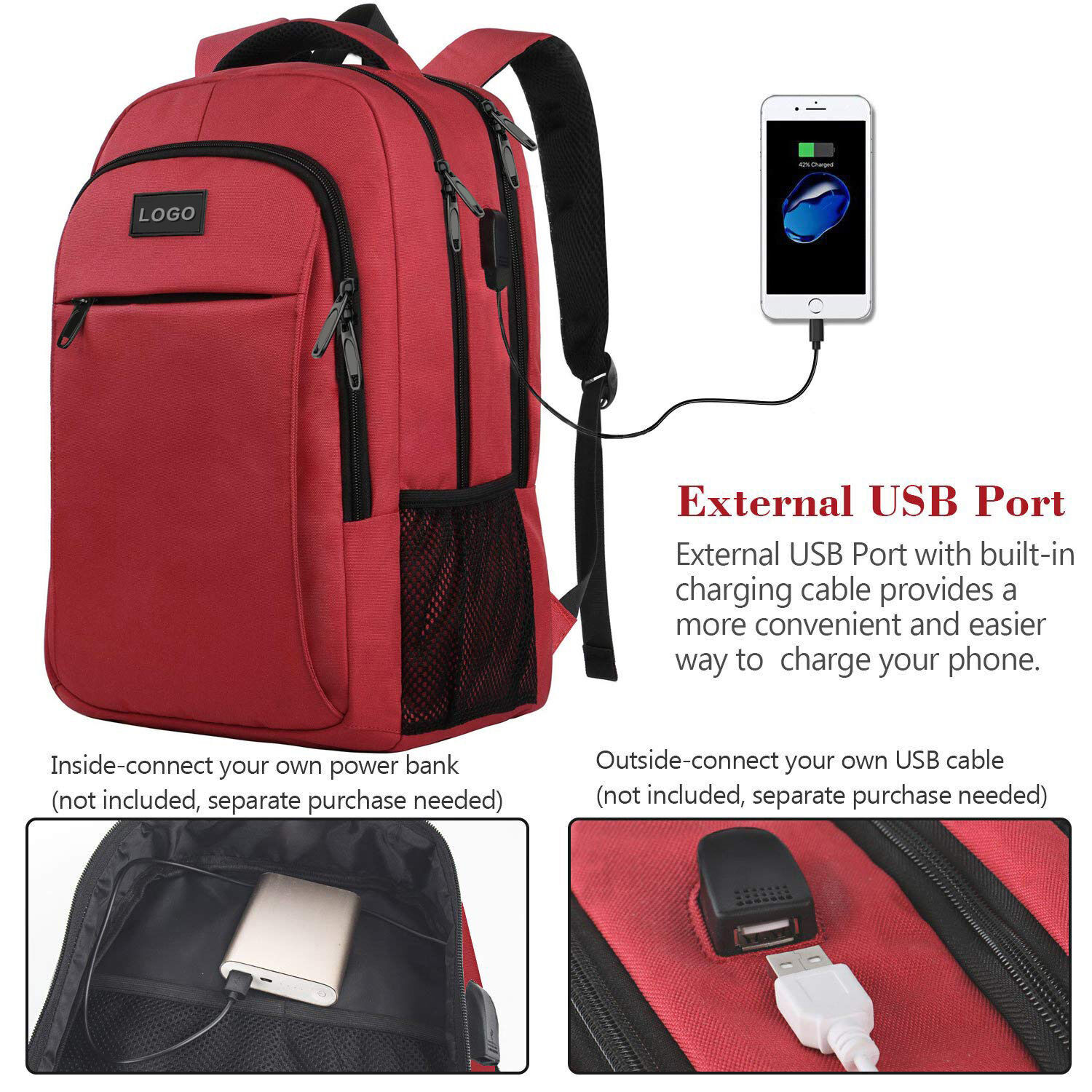Buy Wholesale China 5pcs Set Multi Functional Waterproof Computer Backpack  Bag Business Outdoor Travel Backpack With Expandable & Backpack at USD 16