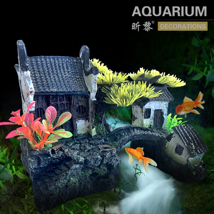Aquarium Accessories Cave Fish Tank Ancient Style Building House