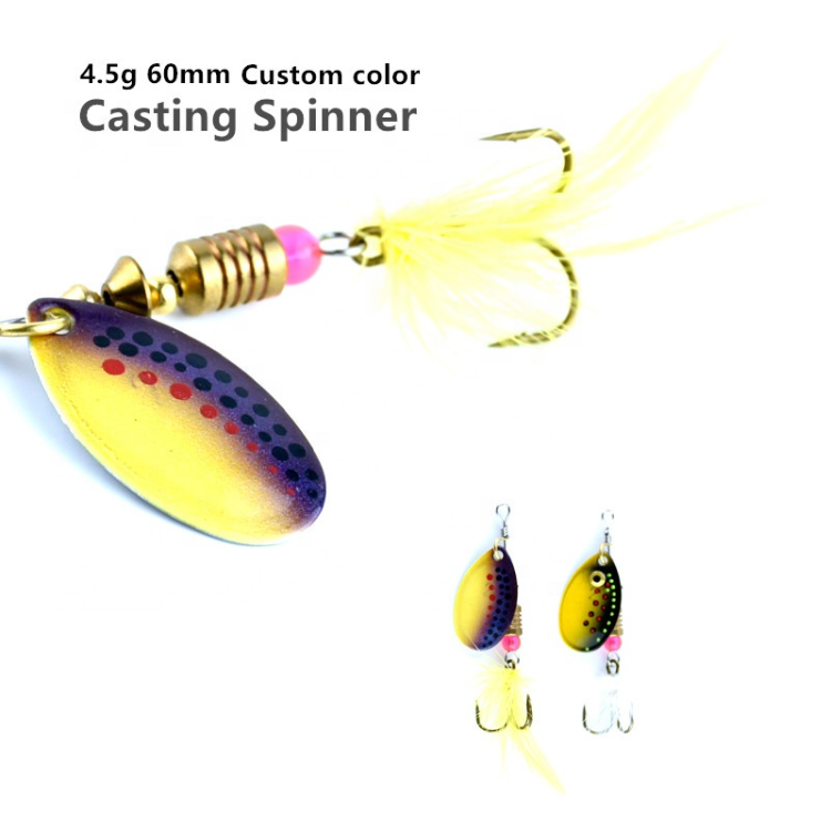 Mister Lure 4.5g 60mm Feather Treble Hook Fishing Spoons