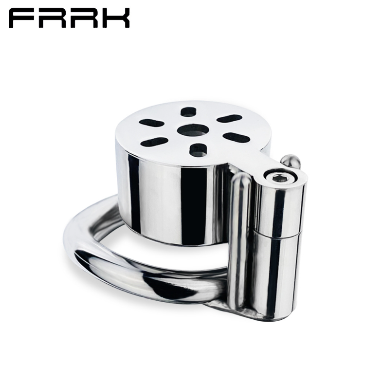 (FRRK-149H/40mm)Cage de chasteté à verrouillage négatif inversé, avec  équipement de Bondage, coq en acier inoxydable pour hommes, an