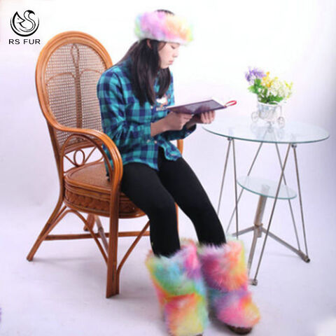 Furry colorful boots best sale