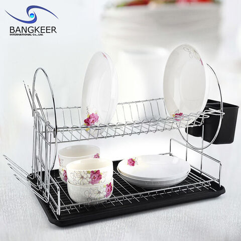 2 Tier Plastic Drying Rack Dish Drying Holder for Kitchen Counter Cutlery  Tableware Sink Rack Storage Dish Rack Dryer Rack Kitchen Washing Up  Draining
