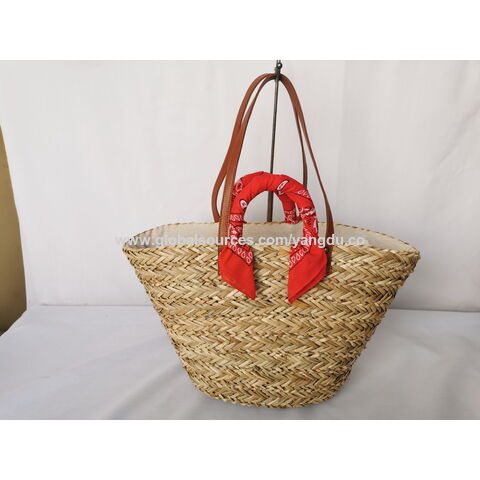 Bolsos de playa hechos a mano con paja marina, bolsas de compra al por mayor