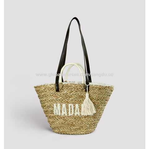 Bolsos de playa hechos a mano con paja marina, bolsas de compra al por mayor