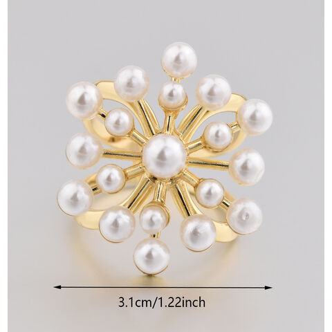 Buy Wholesale China Enamel Round Crystal Scarf Rings With Pearl