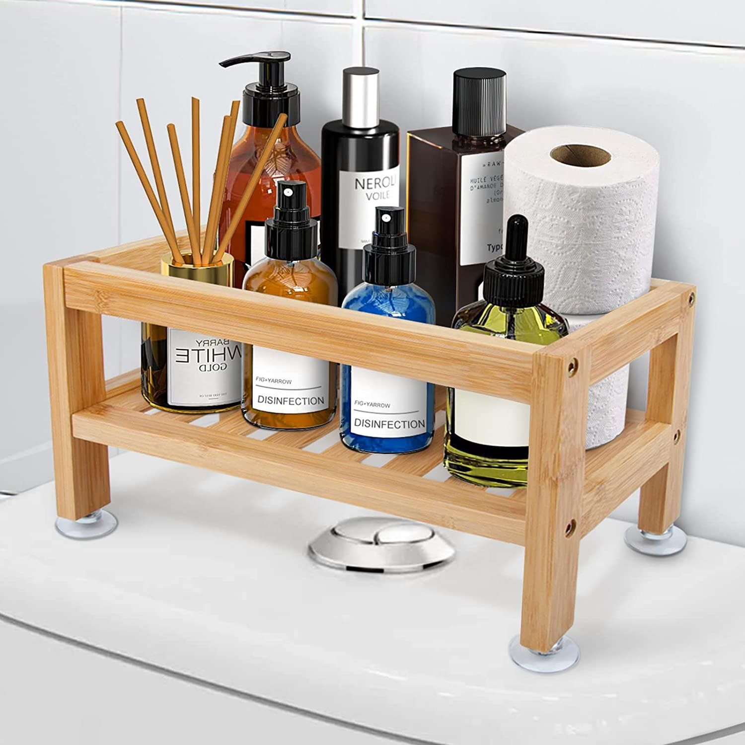 Prateleira para casa de banho em madeira com ganchos e suporte de papel -  China Prateleira de chuveiro de madeira, prateleira de chuveiro