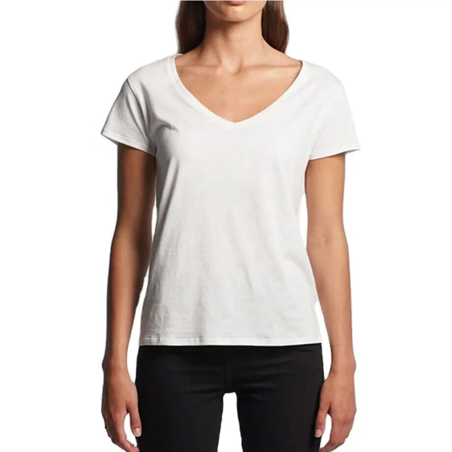 Buy Wholesale China Fashion Blank Plain White Cotton Soft T Shirt Woman Deep  V Neck T Shirts For Women & Women's V-neck T-shirts at USD 3
