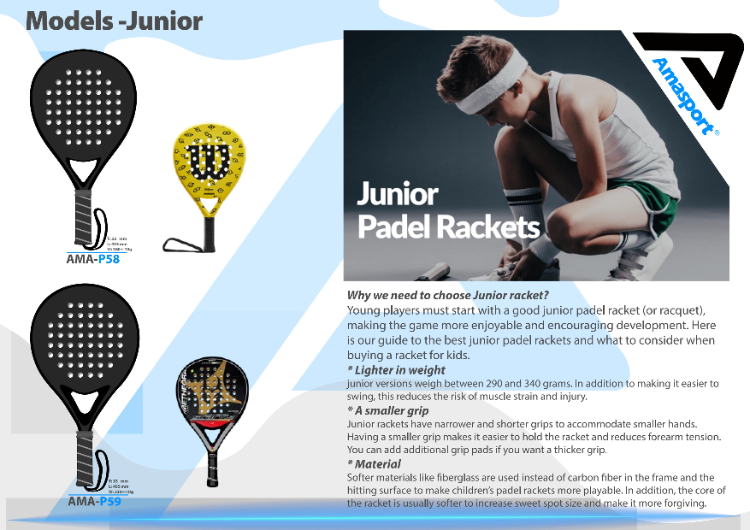 AMASPORT Kids Tennis Padel Paddle Racket for Children Junior