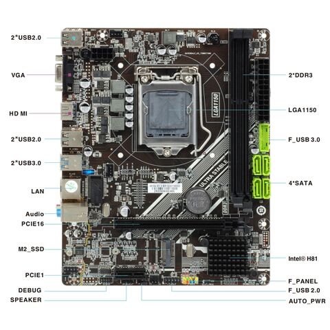 Carte mère Esonic H81 pour PC avec M.2 LGA1150, carte mère mATX de bureau pour CPU de 4e génération, vente en gros directe d'usine