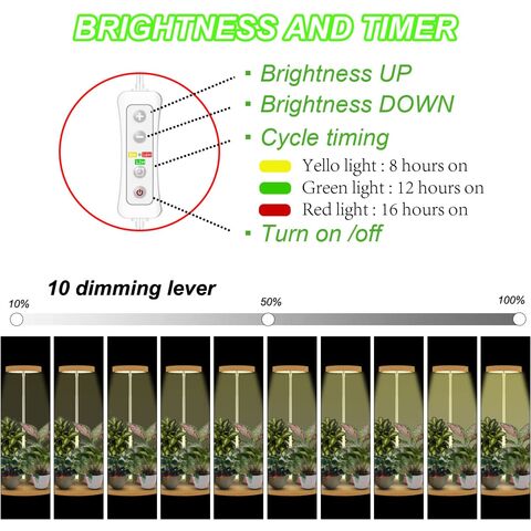 Lampes de culture pour plantes d'intérieur, Full Spectrum Led 50 Grow avec  lumières jaunes, halo réglable en hauteur