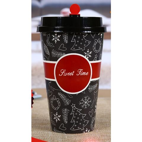 16 oz Disposable Christmas Coffee Cups with Lids and Sleeves, 4 Holiday  Designs (48 Pack)