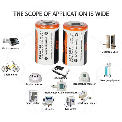 Buy Wholesale China Li-socl2 1200mah Er14250 3.6v Lithium Battery 1/2aa  Er14250 Er14250m 3.6v & Er14250 3.6v 1200mah at USD 0.41