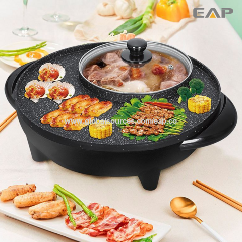 2 in 1 Smokeless Electric Grill & KOREAN Barbecue Portable Indoor