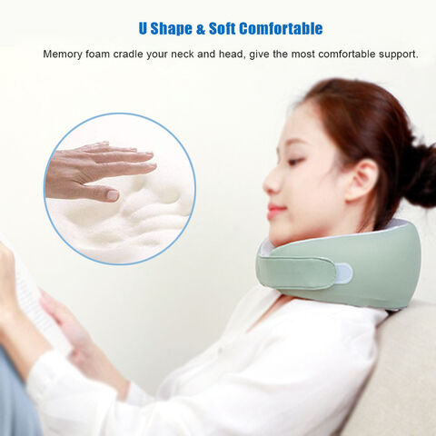 Electric Neck Massager,With Heat Vibration Memory Foam Pillow,Multifunction  Protable U-shaped Memory Foam Pillow,Travel Pillows
