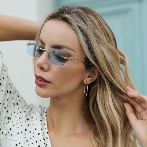 Marke Designer Frauen Luxus Kleine Sonnenbrille Oval Rechteck