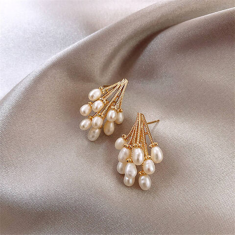 Wholesale Women Branded Gold Plated Hoop Fancy Pearl Earrings - China Gold  Plated Hoop Earrings and Wedding Earrings price