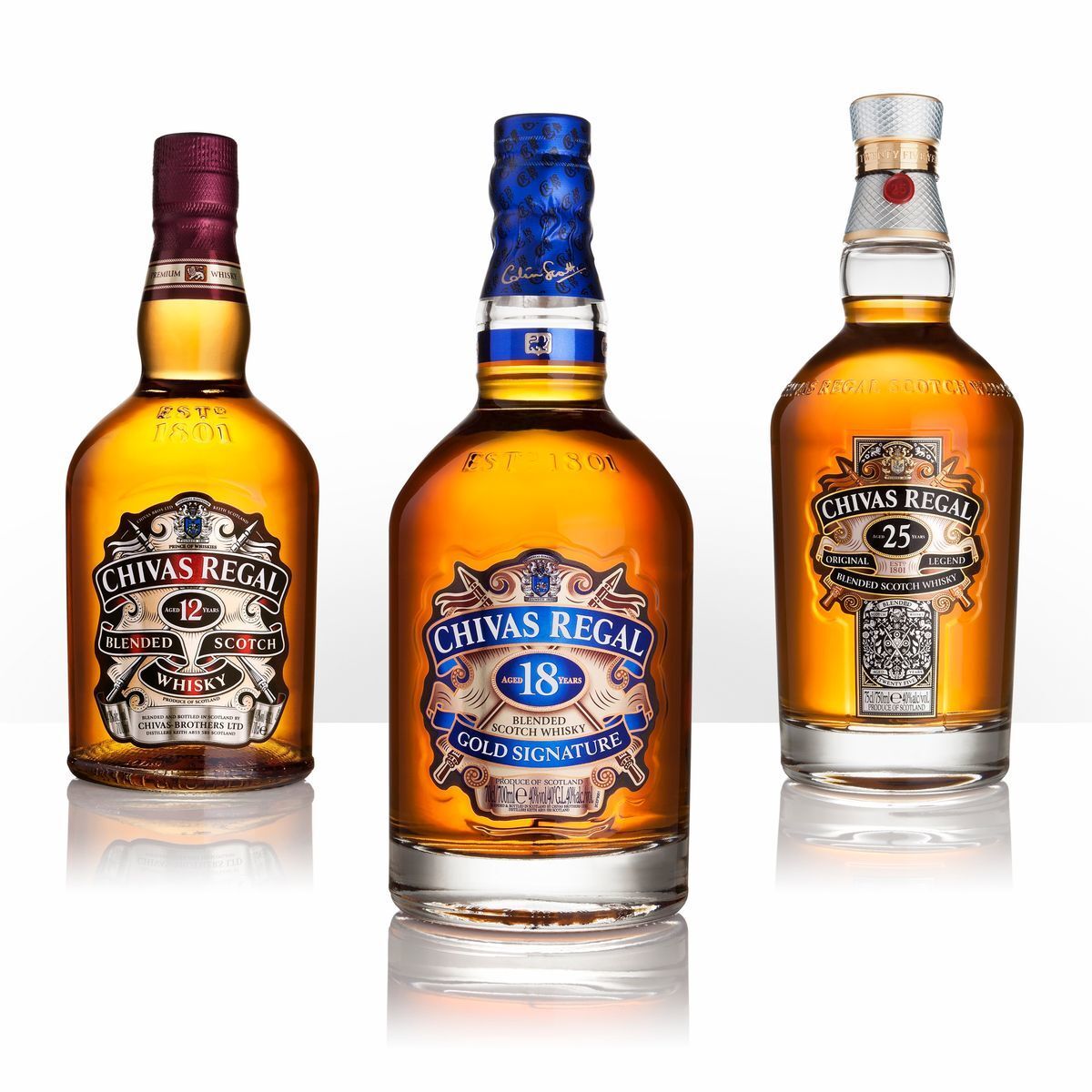 Whisky Chivas Régal 12 ans - Bouteille et 4 verres