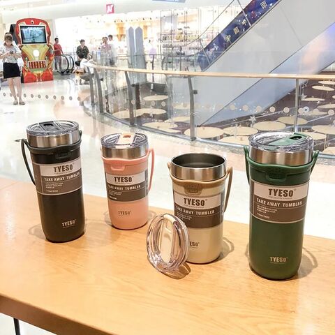 Tyeso Stainless Steel Thermal Tumbler Mug 550ml/710ml Insulated Thermos Cup  with Straw for Women Vacuum Portable Coffee Cup