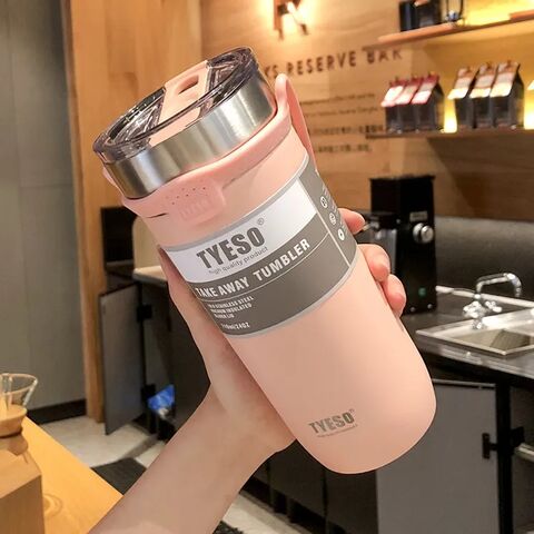 Tyeso Stainless Steel Thermal Tumbler Mug 550ml/710ml Insulated Thermos Cup  with Straw for Women Vacuum Portable Coffee Cup