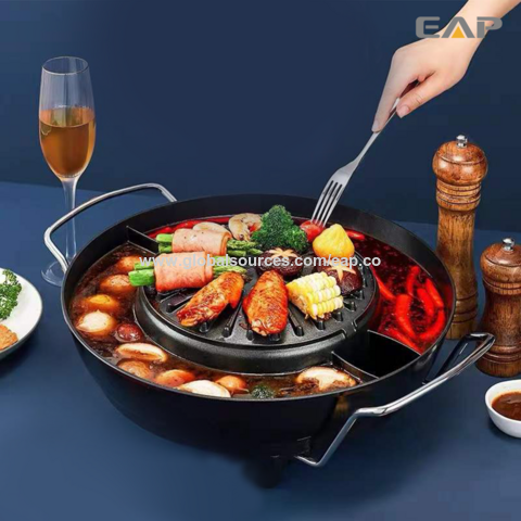 Buy Wholesale China 2 In 1 Round Electric Indoor Bbq Grill Pan