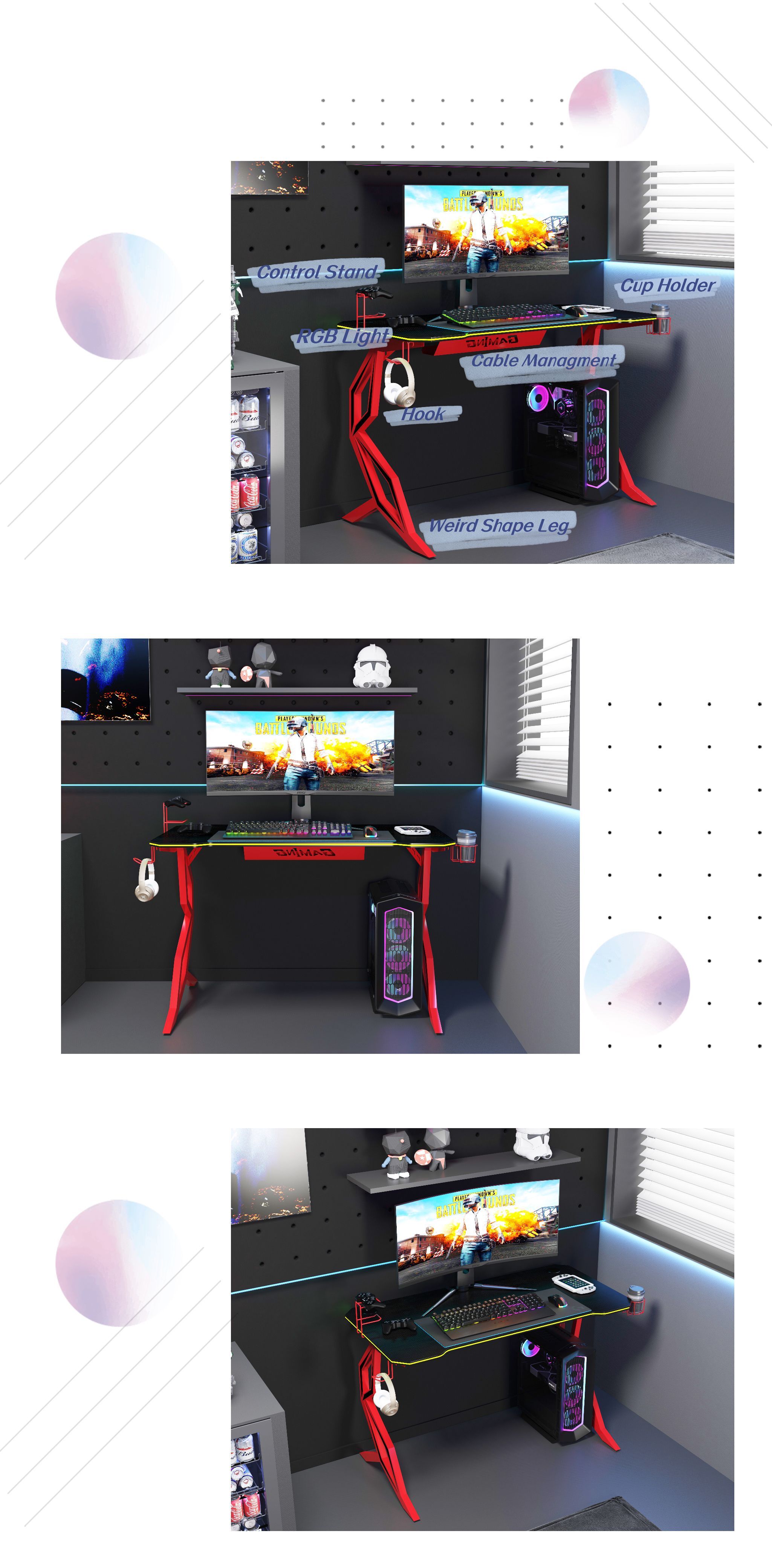 Factory Custom LED Office Home Standing E-Sport Gaming Desk Chair - China  Gaming Desk, E-Sports Table