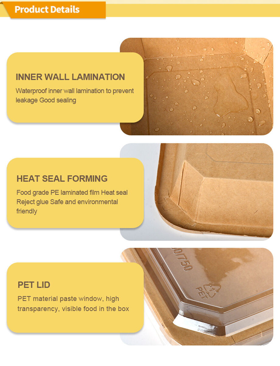 New Design Salad Rectangle Takeaway Kraft Paper Octagonal Bowl With Lid ...
