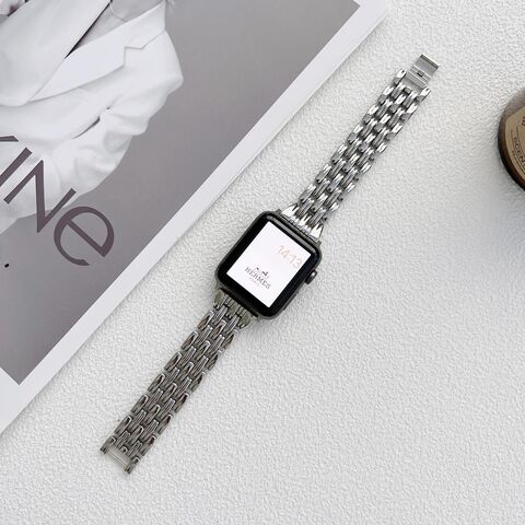 Iwatch Band Black And White Striped Apple Watch Band Stainless