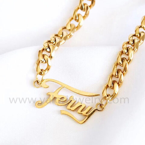 Collar con nombre personalizado para mujer, cadena de caja de oro