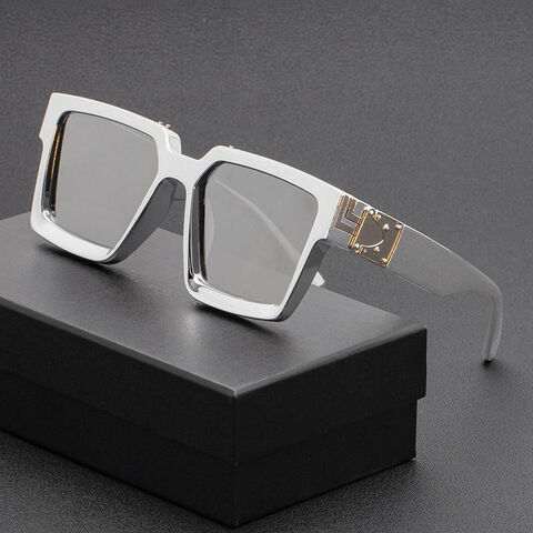 Big Black Frame Sunglasses Men Square Metal Sun Glasses Women Retro Oculos  De So