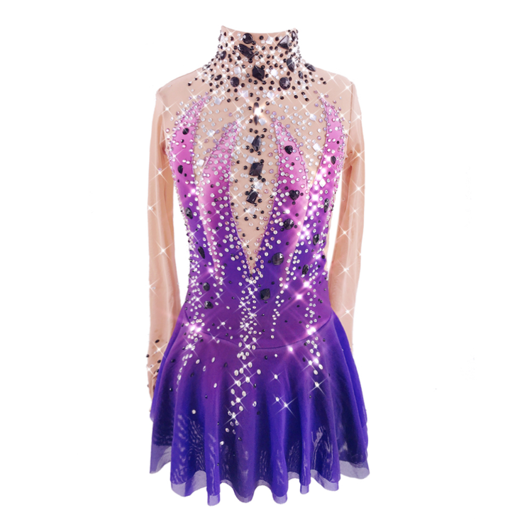 Figure Skating Dress Girls Purple Performance Wear Competition