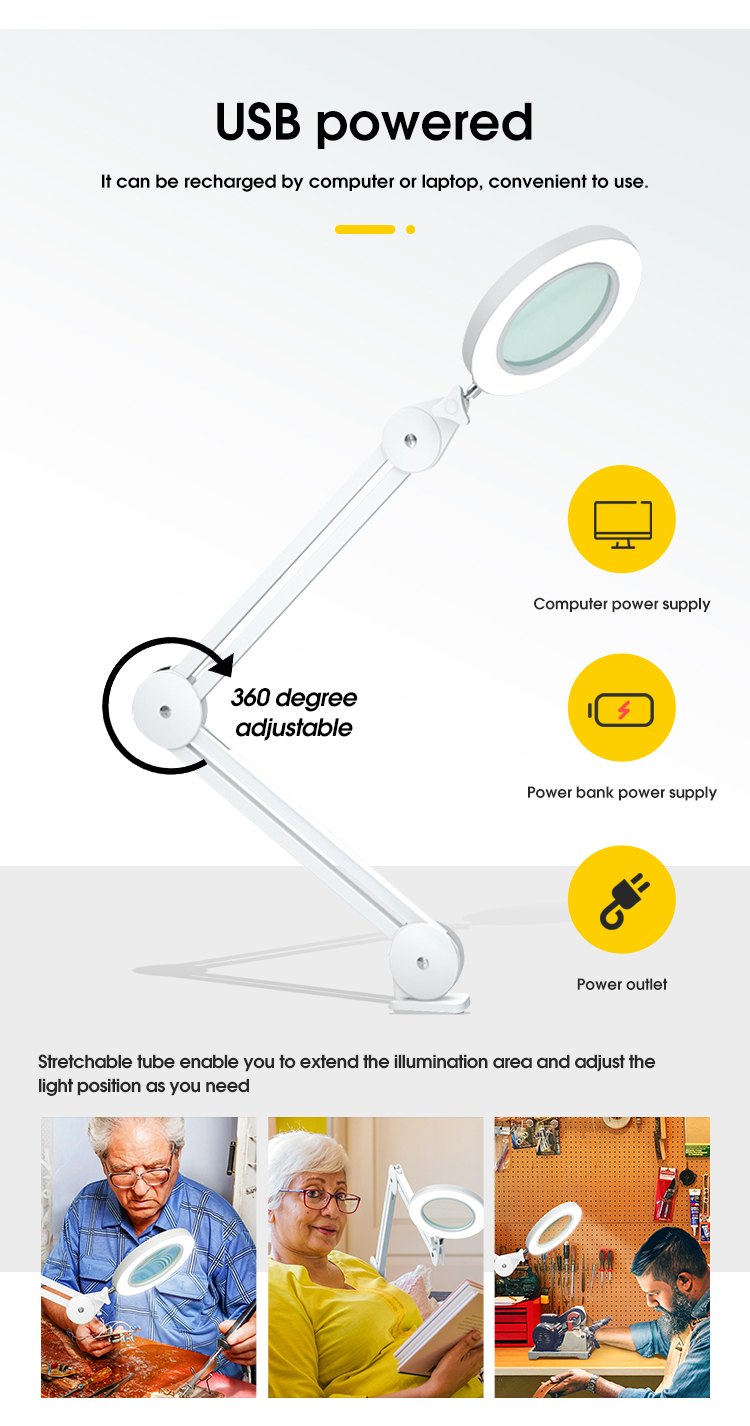 Buy Wholesale China Led Magnifying Lamp With Clamp, Adjustable Arms
