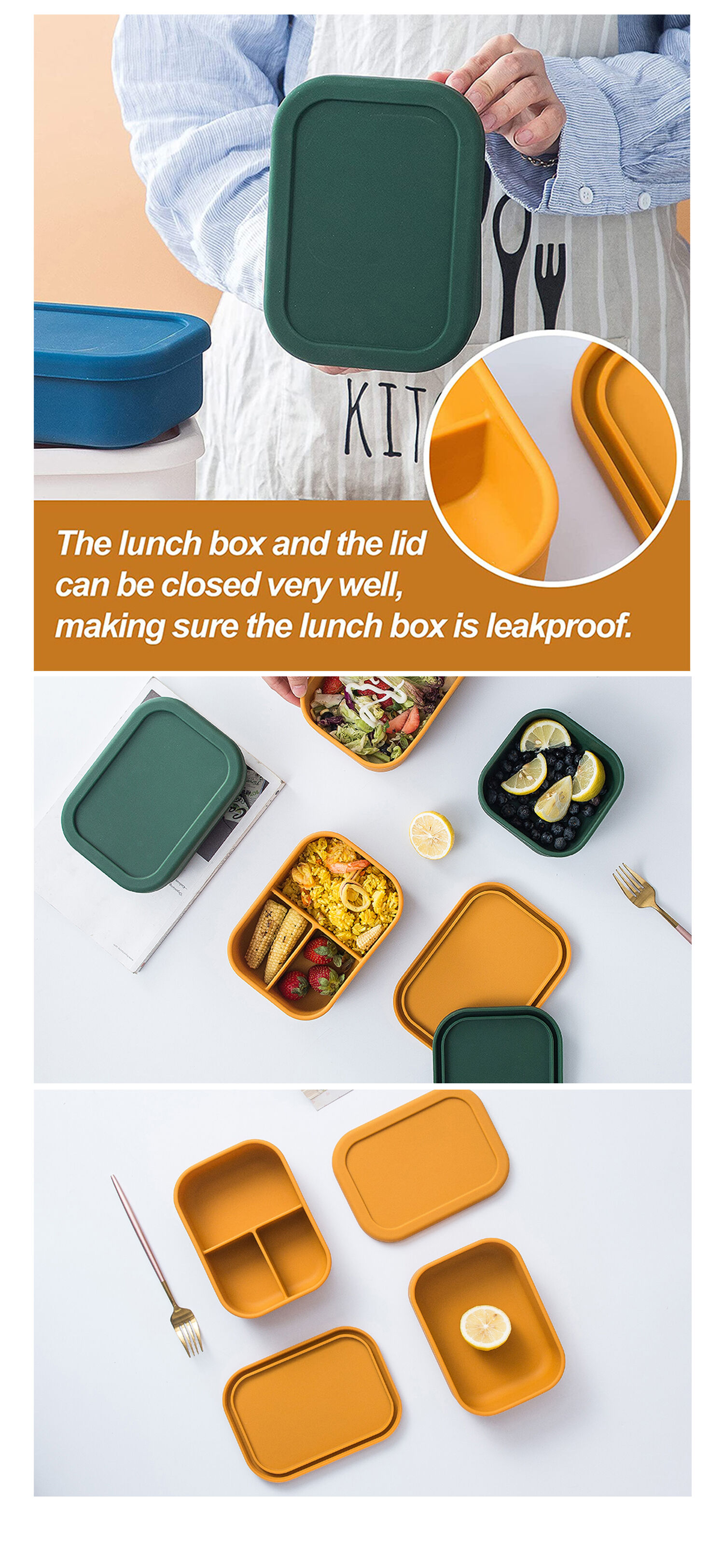 2 Pièces Bol Pliable Camping, Boîte à Lunch Pliante En Silicone Avec Couverc Bol Saladier