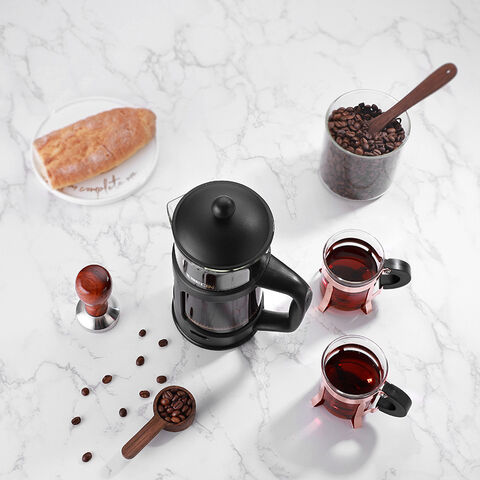 Cafetera de Émbolo, Acero Inoxidable 304, Prensa Francesa Aislada con 2 Filtros Adicionales, 1 Litro (34oz), Plata - Ideal para Hostelería y Cafeterías