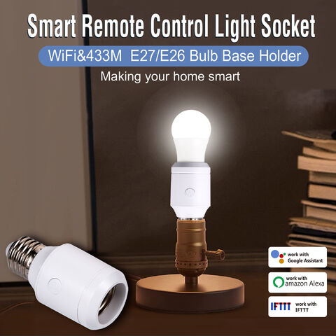 Remote Control Light Socket E26 Wireless Programmable Lamp, 3 Sockets  Included