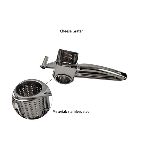 Premium Cheese Grater With Handle - 2 Stainless Steel Drums For