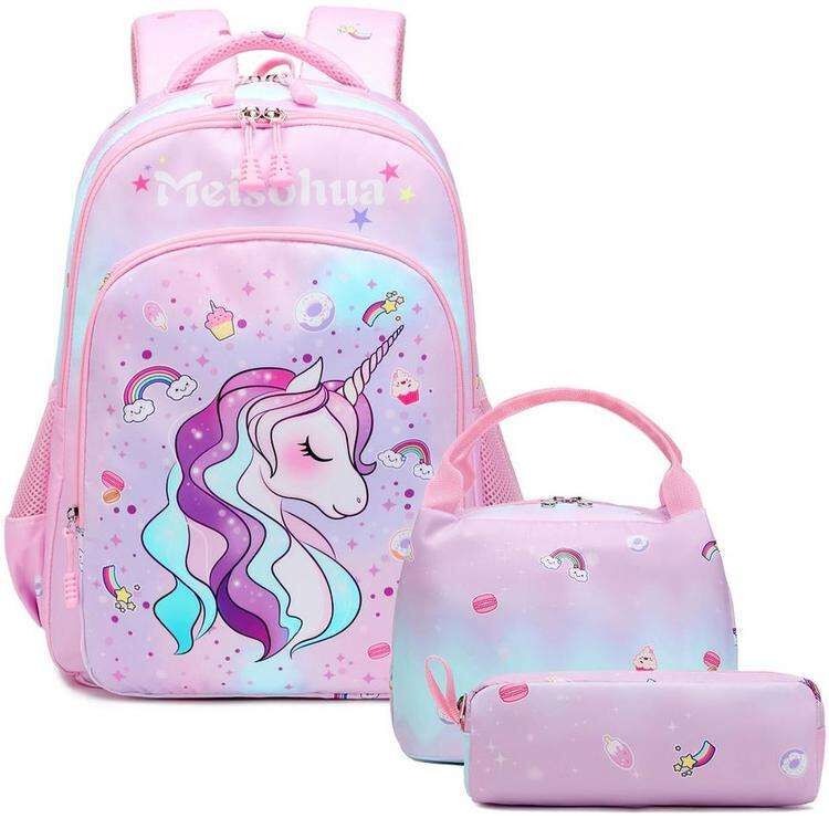 Meisohua Girls Backpack 3 in 1 Sets Unicorn School Backpack for